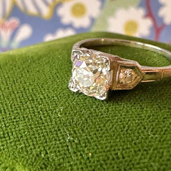 Edwardian Old European Cut Diamond Ring 1.26 Cttw -18k - Picture 5 of 7